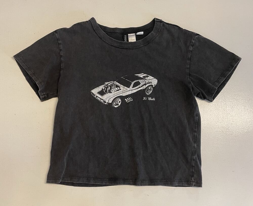 H&M Women’s Small Black Hot Wheels Graphic Print Crew Neck Short Sleeve T-Shirt